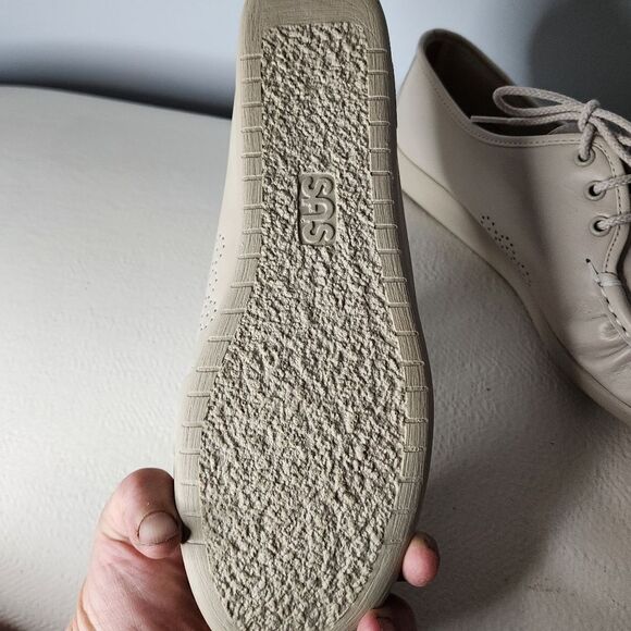 SAS SIESTA Size 10 Beige LEATHER Comfort Shoe Hand Sewn USA Genuine Leather - Picture 3 of 4